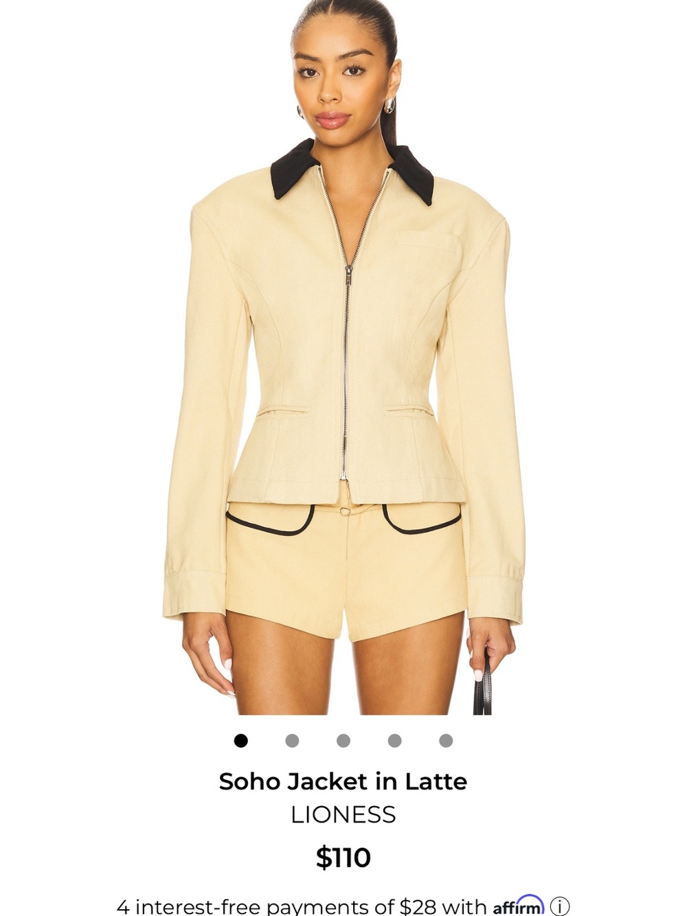 Lioness Tailored Jacket in Latte with Black Collar